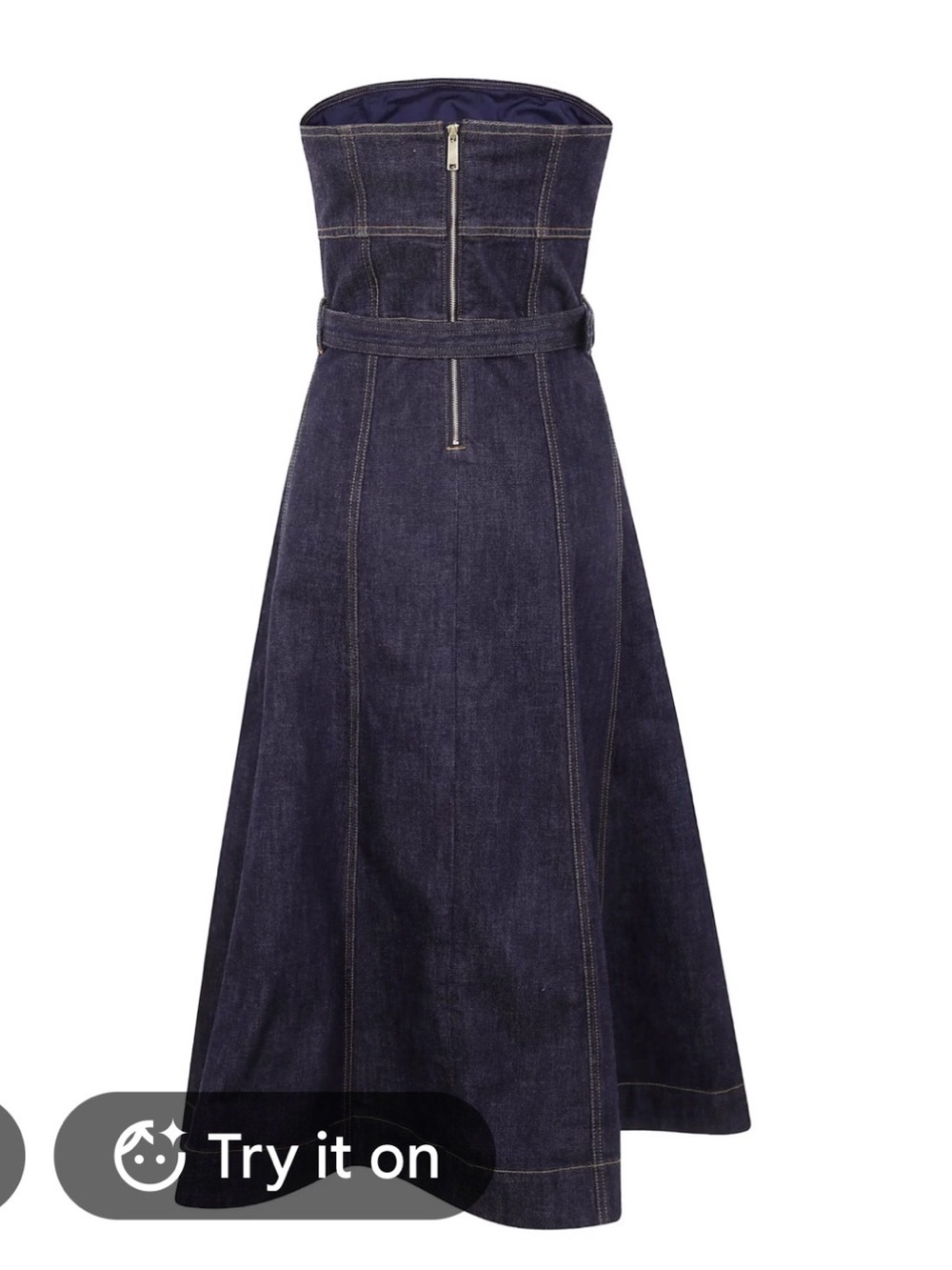 Self-Portrait Strapless Belted Paneled Denim Midi Dress - - Picture 3 of 4